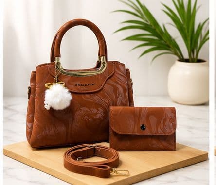 Serivo Combo Brown Marble Bag Wallet & Strap Set view 2