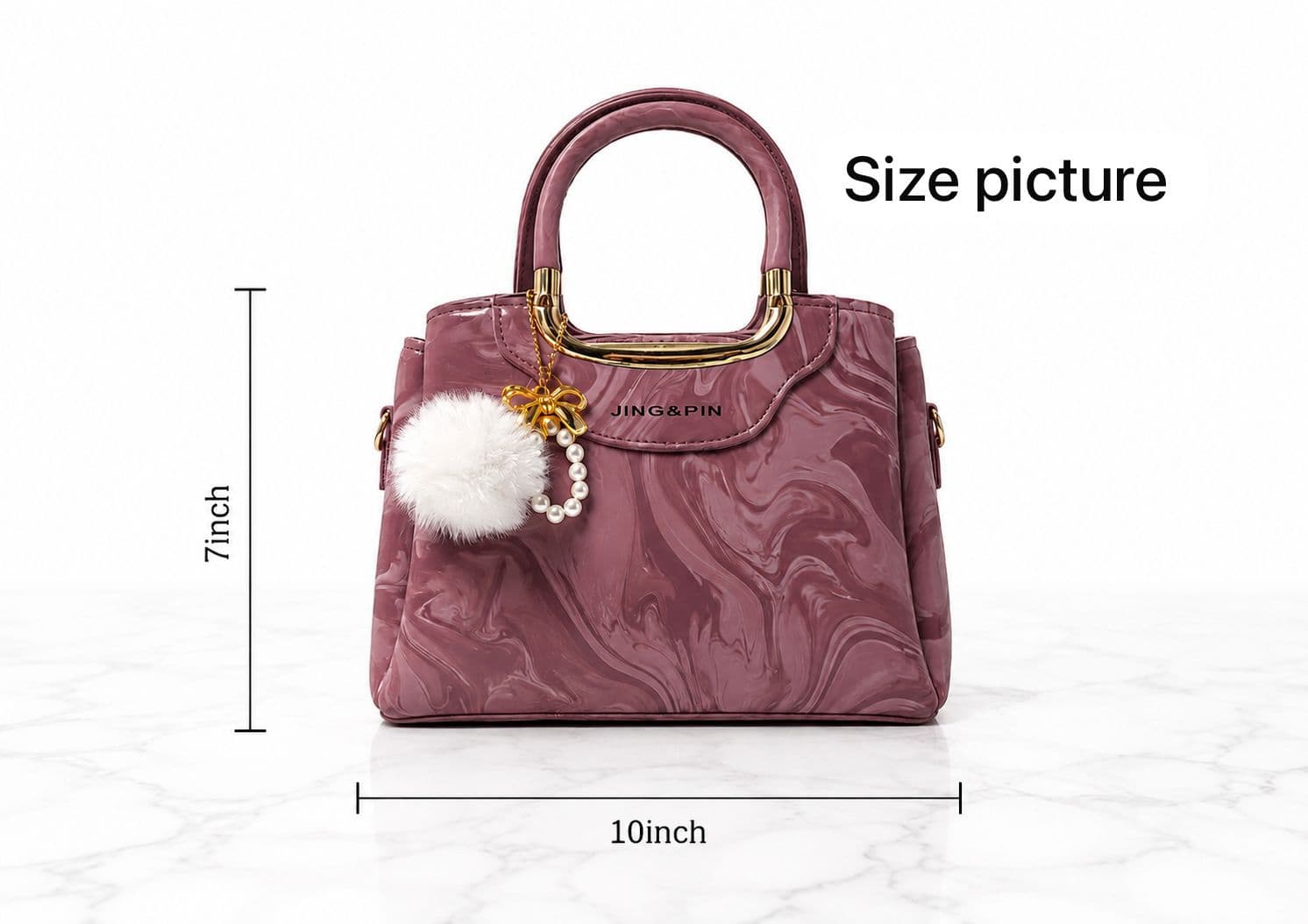 Serivo Combo Mauve Marble Bag Wallet & Strap Set view 3