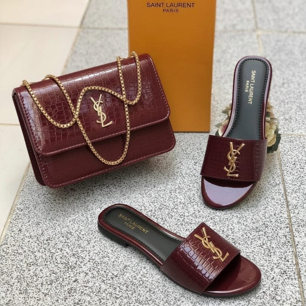 Serivo Combo Burgundy Croc Bag with Matching Slides Combo ladies bag online Pakistan