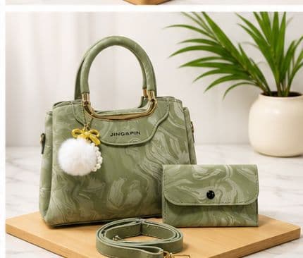 Serivo Combo Sage Marble Bag Wallet & Strap Set Combo ladies bag online Pakistan